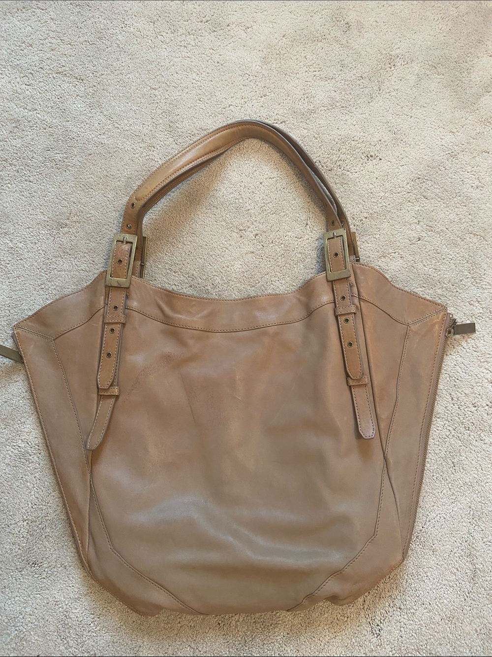 Kooba Large Leather Tote in Light Brown - Structured Shoulder Bag